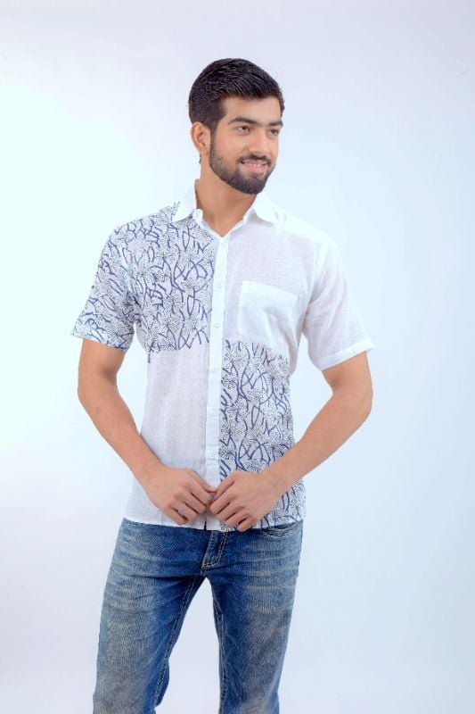 Blue Forest White Muslin Cotton Shirt