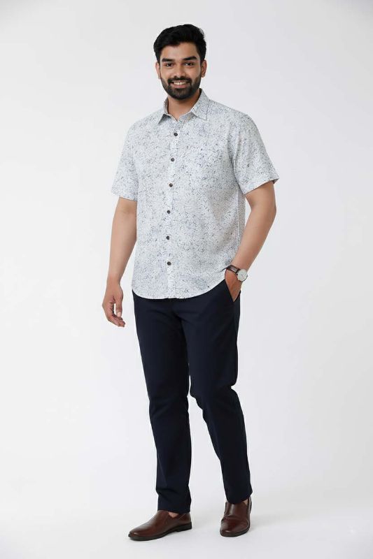 Coir Print White Muslin Cotton Shirt