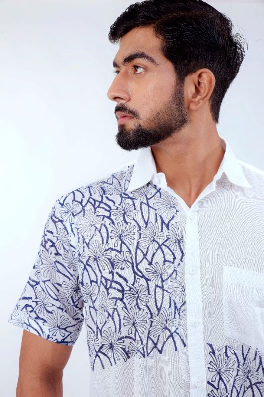 Blue Forest White Muslin Cotton Shirt