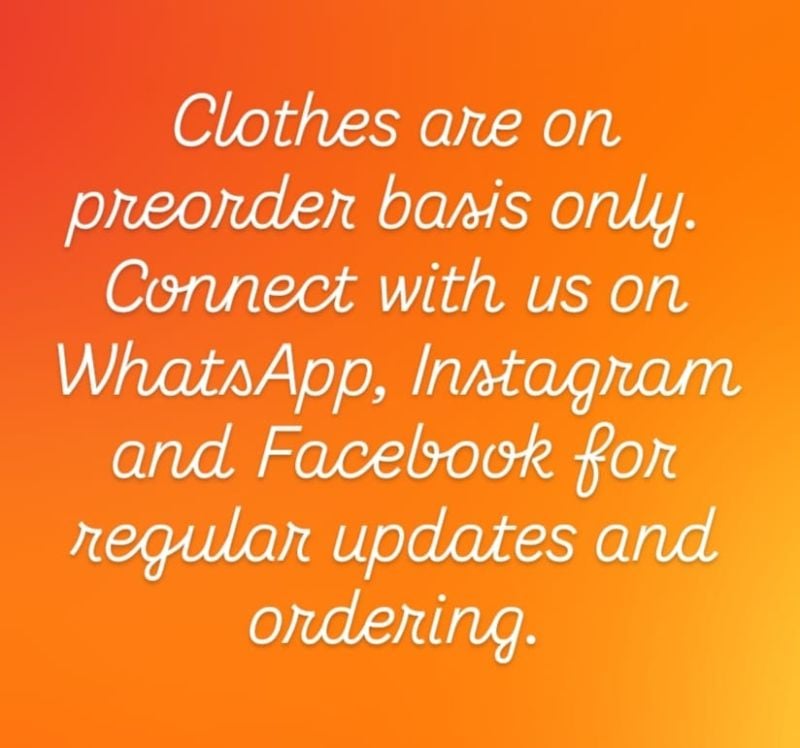 Kurtas, Suits, Dresses, Sarees. On Pre-Order Basis