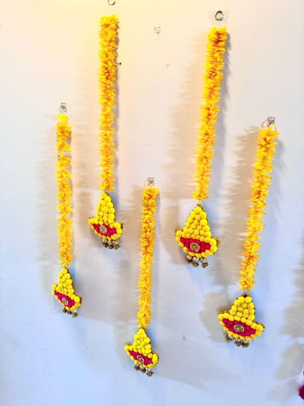 SH 106 Pom pom Diya Gajra String Orange (PAIR)