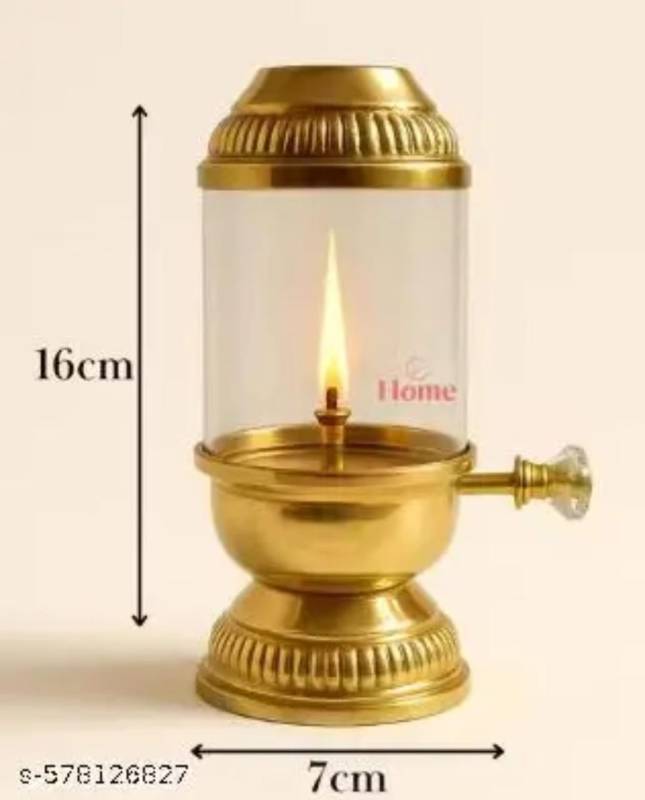 Akhand Diya 01- Glass and Golden Top