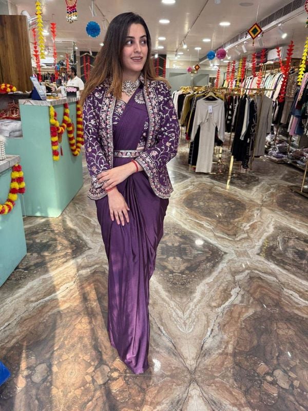 Jacket Saree - Purple - DDS042
