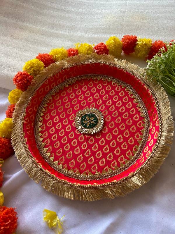 Decorated Steel Puja Thali 01.