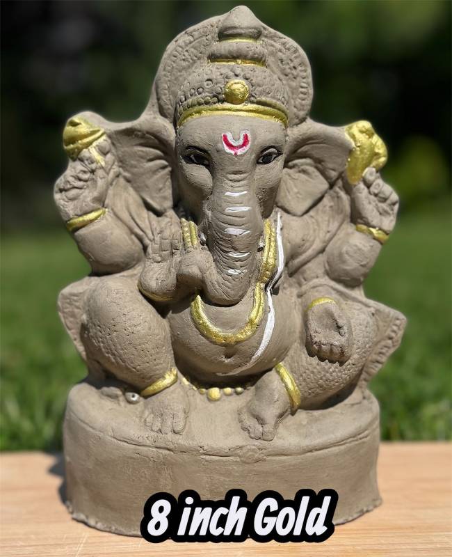 Ganpati 7.5 Inch Plain with Golden