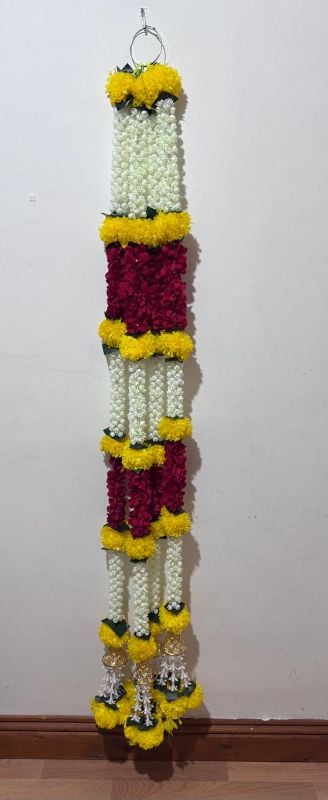 PN LT124 Mogra, MG and Red Flower Latkan. Lenght 5 Feet (Single)