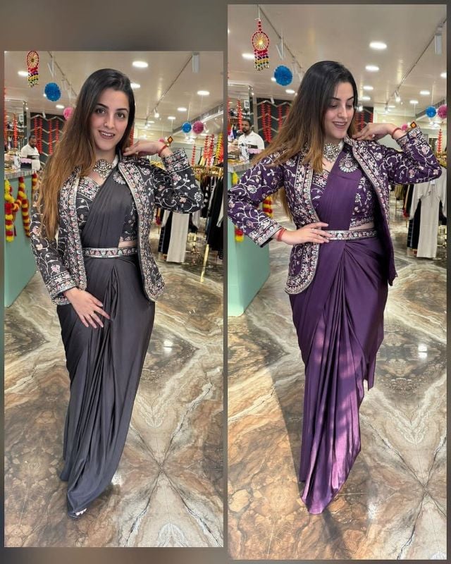 Jacket Saree - Purple - DDS042