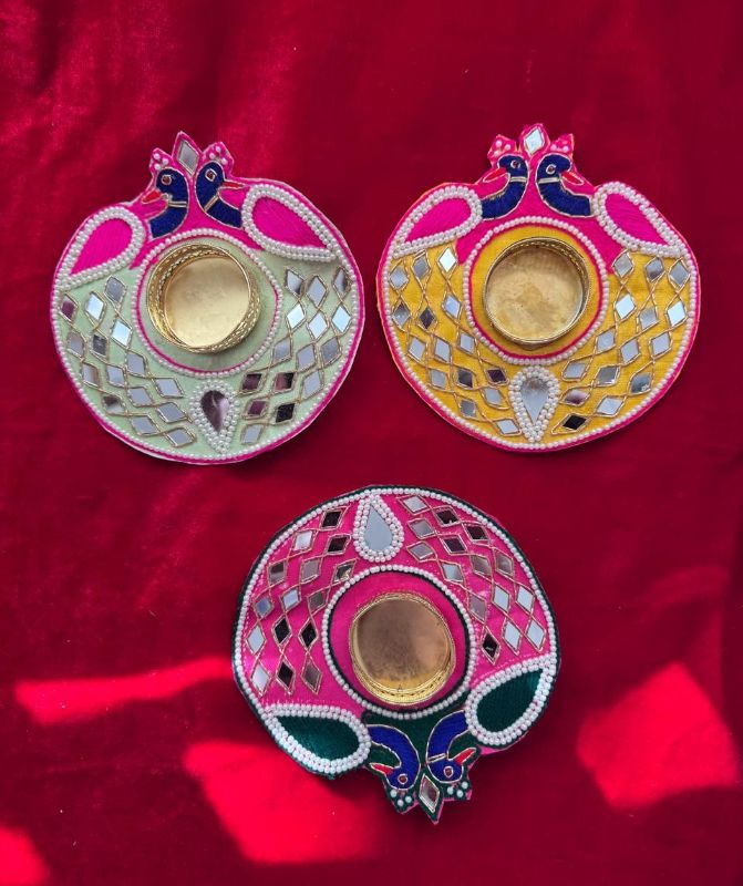 TL312 Fabric Peacock Tlight Holder  (PAIR)