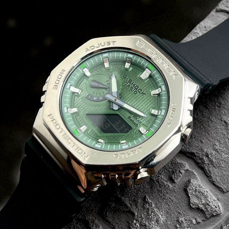 Casio G-Shock GBM-2100A – Silver Metal with Green Dial