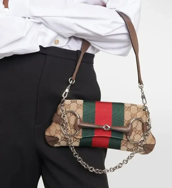 Gucci Horsebit Small Gg Canvas Shoulder Bag