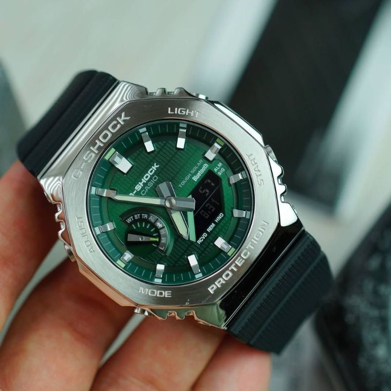 Casio G-Shock GBM-2100A – Silver Metal with Green Dial