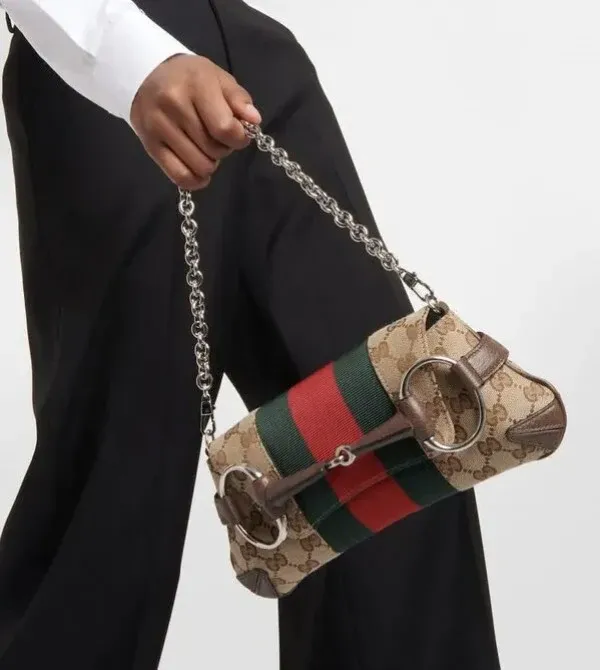 Gucci Horsebit Small Gg Canvas Shoulder Bag