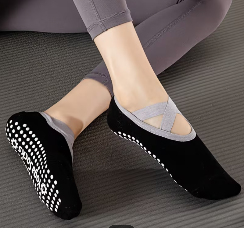 Medias antideslizantes Standar - Modelo Balerina Negro/Gris