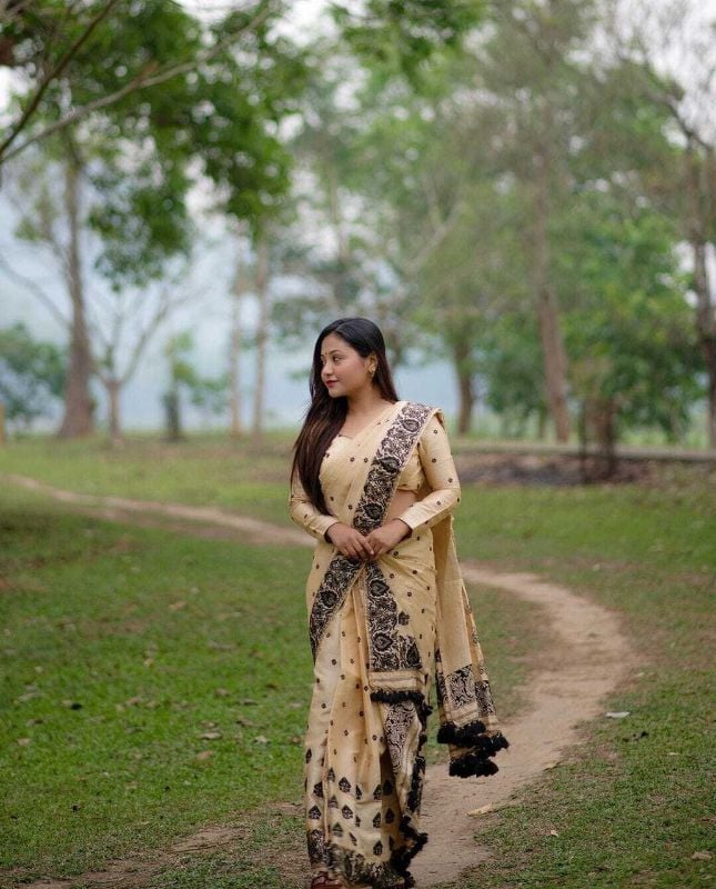 Poly Silk Mekhela Chador Only Assamese Item Mekhala Sador Polypat