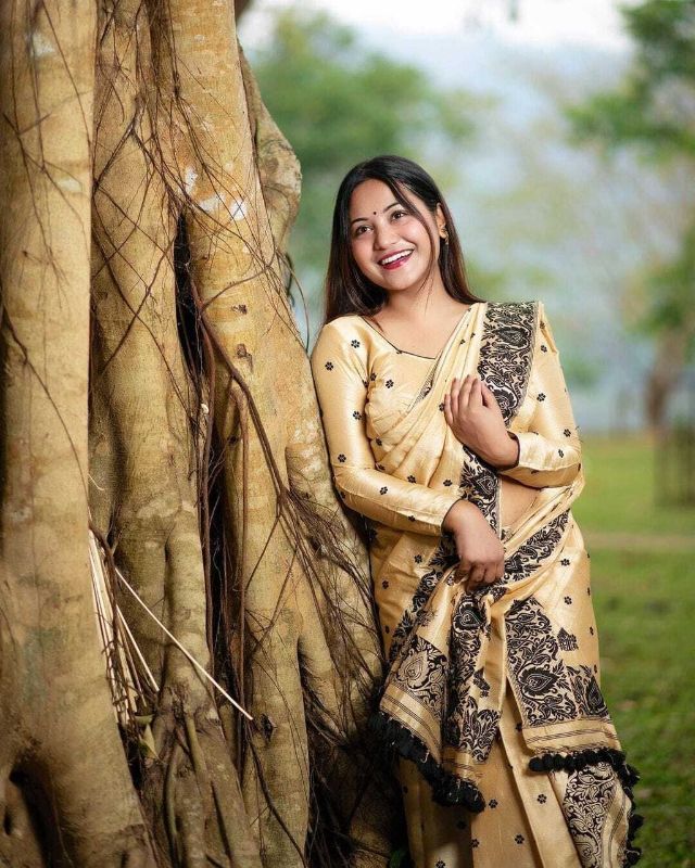 Poly Silk Mekhela Chador Only Assamese Item Mekhala Sador Polypat