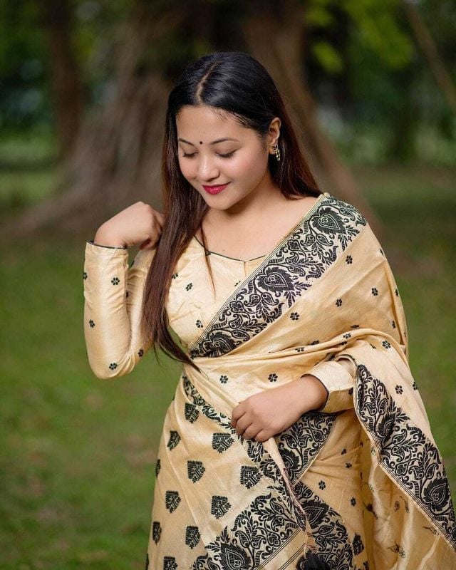 Poly Silk Mekhela Chador Only Assamese Item Mekhala Sador Polypat