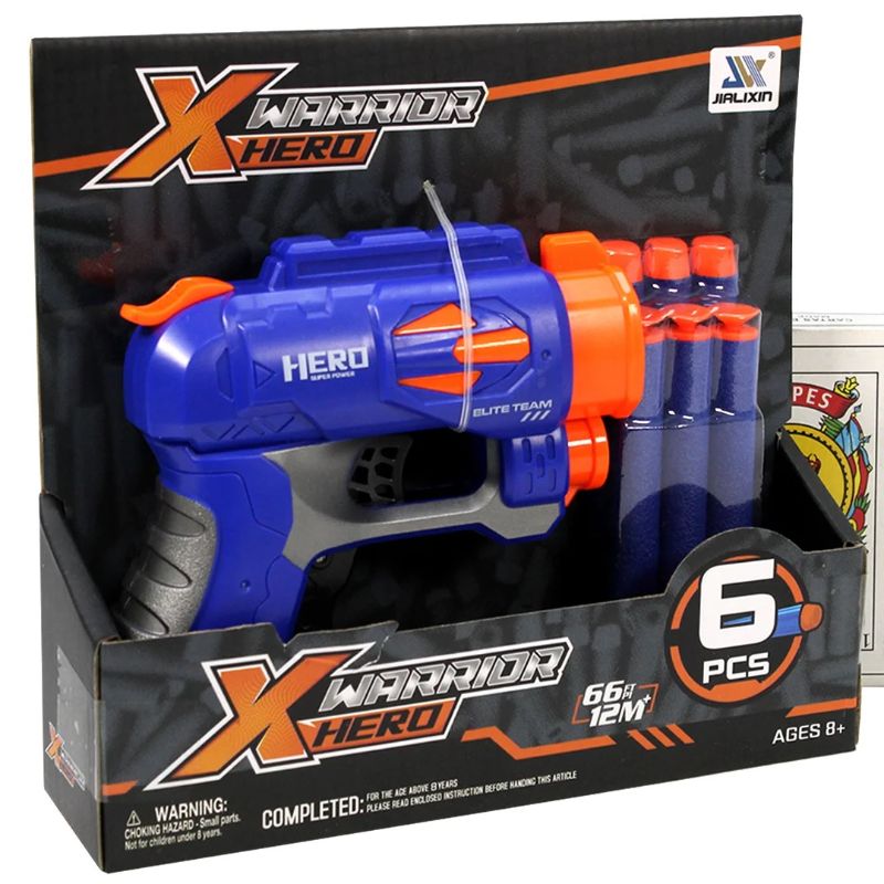 WARRIOR HERO PISTOLA CON 6 DARDOS