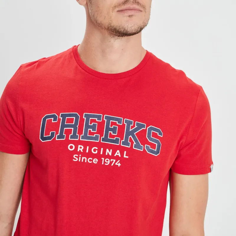 Creeks Men's red cotton short-sleeved T-Shirt