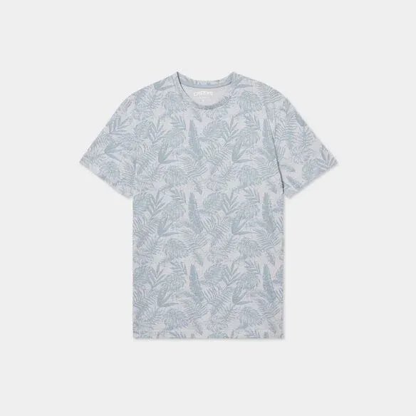 Creeks Men's sky blue cotton short-sleeved round neck T-Shirt