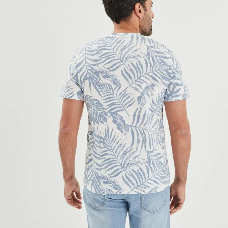 Creeks Men's blue cotton short-sleeved round neck T-Shirt