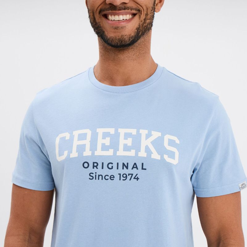 Creeks Men's sky blue cotton short-sleeved T-Shirt