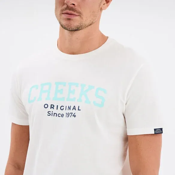 Creeks Men's white cotton short-sleeved T-Shirt
