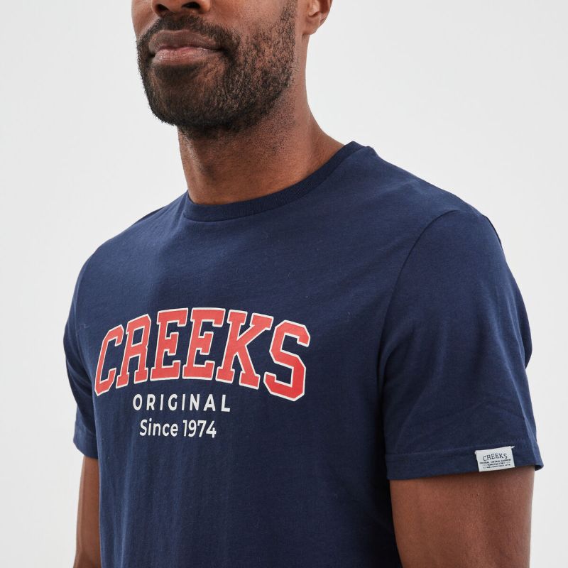 Creeks Men's Navy Blue Cotton Short Sleeve T-Shirt