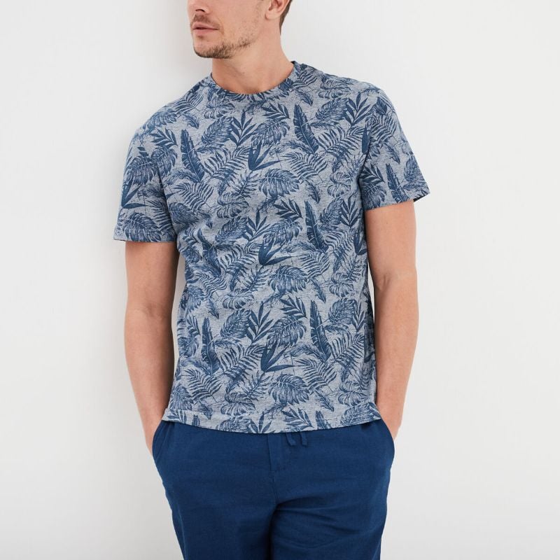 Creeks Men's navy blue short-sleeved round neck T-shirt