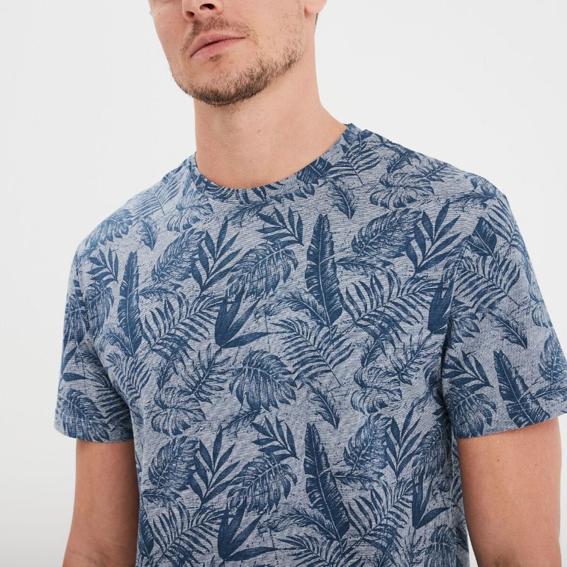 Creeks Men's navy blue short-sleeved round neck T-shirt