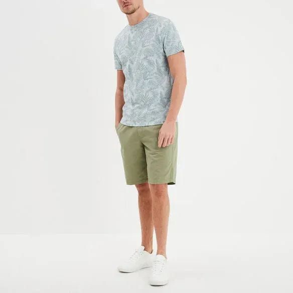 Creeks Men's sky blue cotton short-sleeved round neck T-Shirt