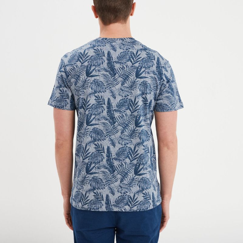 Creeks Men's navy blue short-sleeved round neck T-shirt