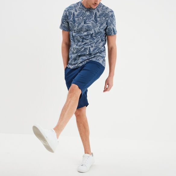 Creeks Men's navy blue short-sleeved round neck T-shirt