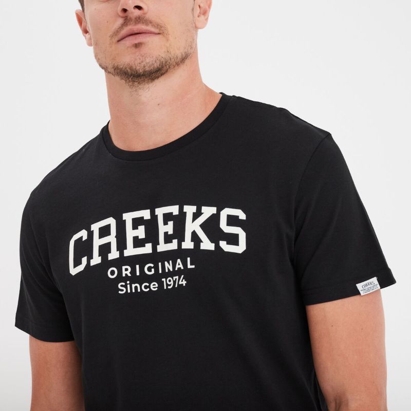 Creeks men's black cotton short-sleeved T-Shirt