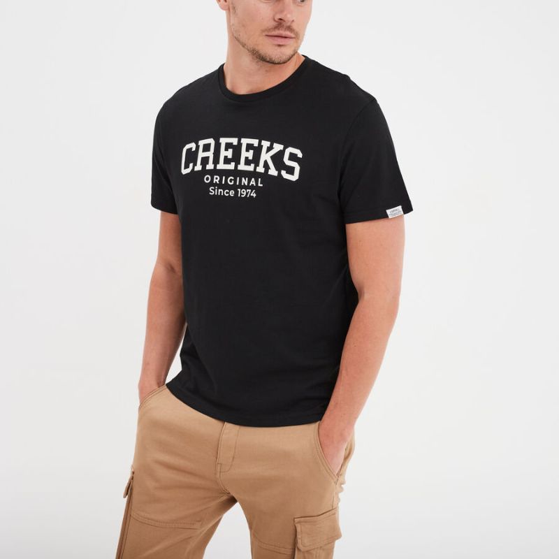 Creeks men's black cotton short-sleeved T-Shirt