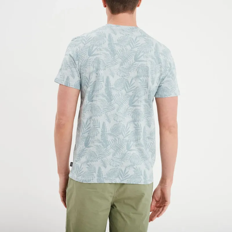 Creeks Men's sky blue cotton short-sleeved round neck T-Shirt