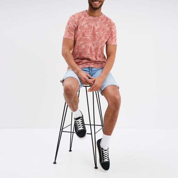 Creeks Men's old pink cotton short-sleeved T-Shirt