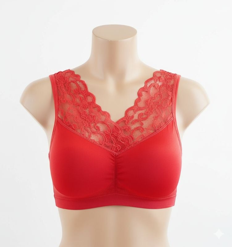Lace V-Neck Comfort-Focused Wire-Free Bra (Pack of 2)