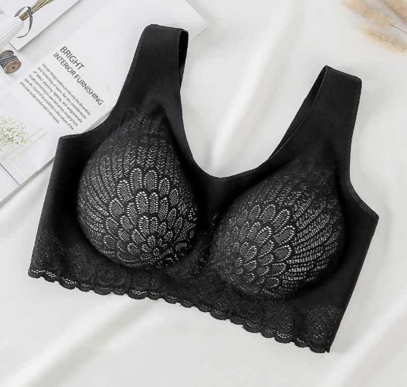 Latex lace Seamless Ice Silk Paded Pushup Bra