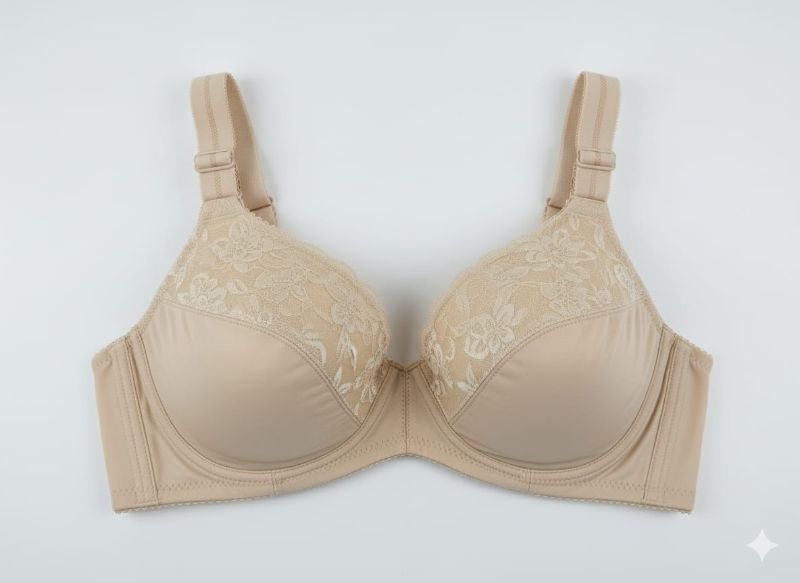 Capri Full Coverage Cotton Bra– Wide Straps, Soft & Breathable, Best for Heavy & Saggy Breasts, Non-Padded with Net Patch