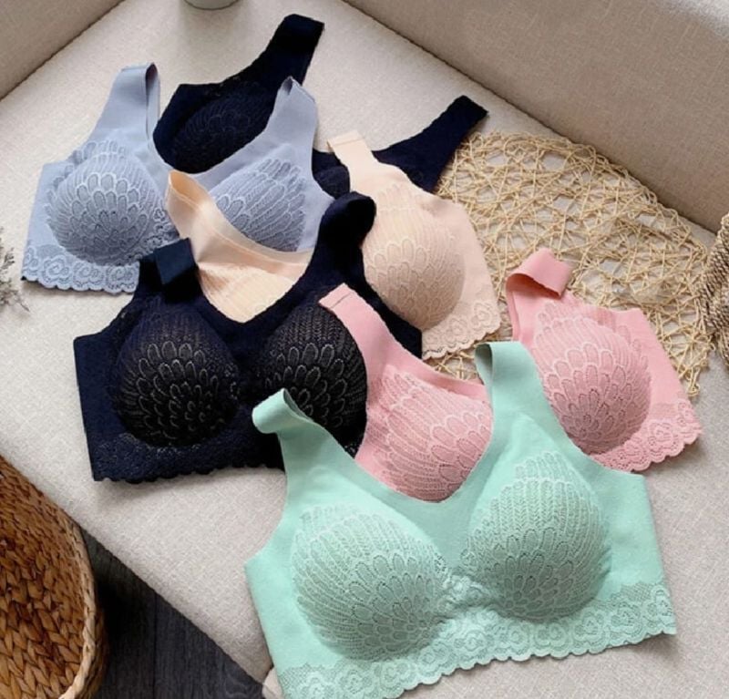 Latex lace Seamless Ice Silk Paded Pushup Bra