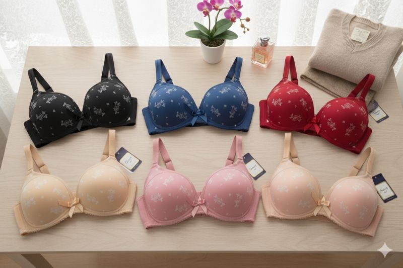 Padded Underwire T-Shirt Bra with a Floral Print