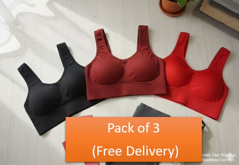 Seamless Sports Bra/ Seamless Bralette (Pack of 3) Multicolor