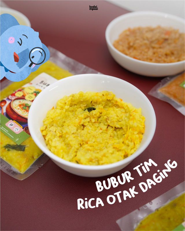 Nasi tim rica otak daging sapi organik