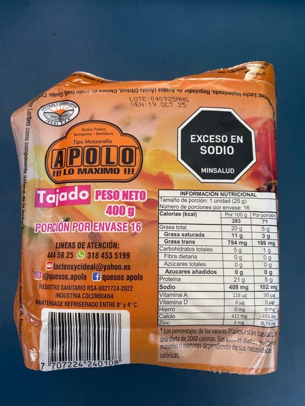 MOZZARELLA X 400 TAJADO