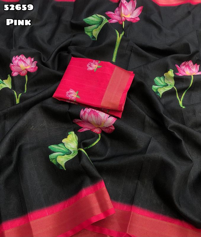 Tussar silk floral digital print saree