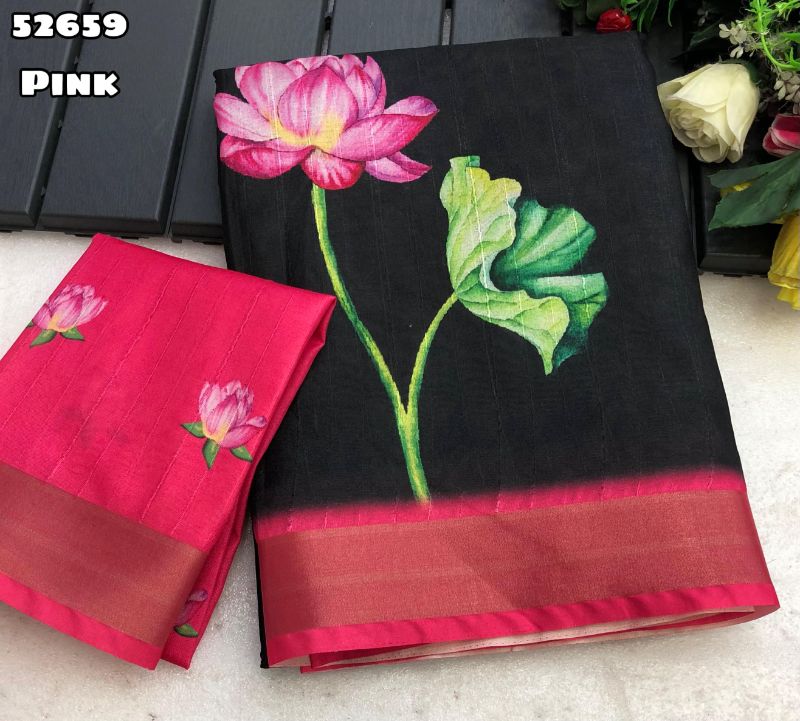 Tussar silk floral digital print saree