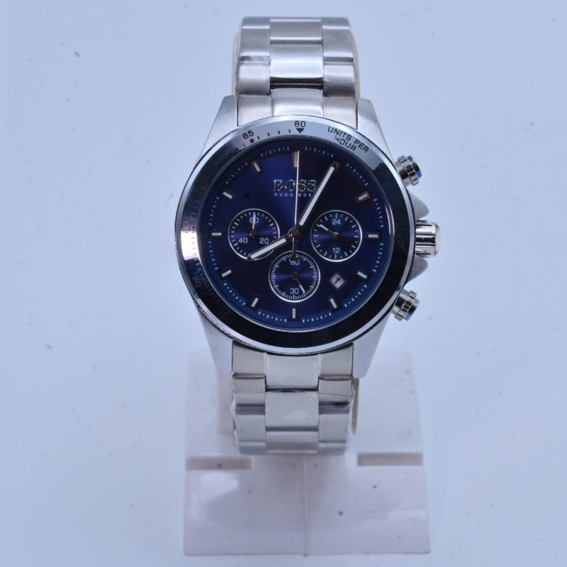 High Quality HUGO BOSS Modern Blue Dial Stainless Steel Men Watch|Bracelet Style Men Watch|Modern & Elegance Men Watch For Formal & Occasion Mens Wear