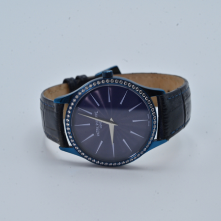 Patek Philippe Watch Blue Dial Diamond Bezel With leather Straps Timepiece – A Symbol of Elegance