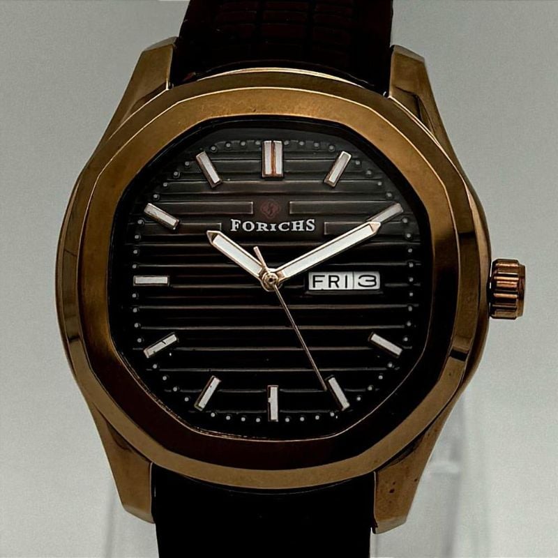 Men’s Stainless Steel Quartz Analogue Watch with Rubber Strap – Water Resistant & Gift Box Included