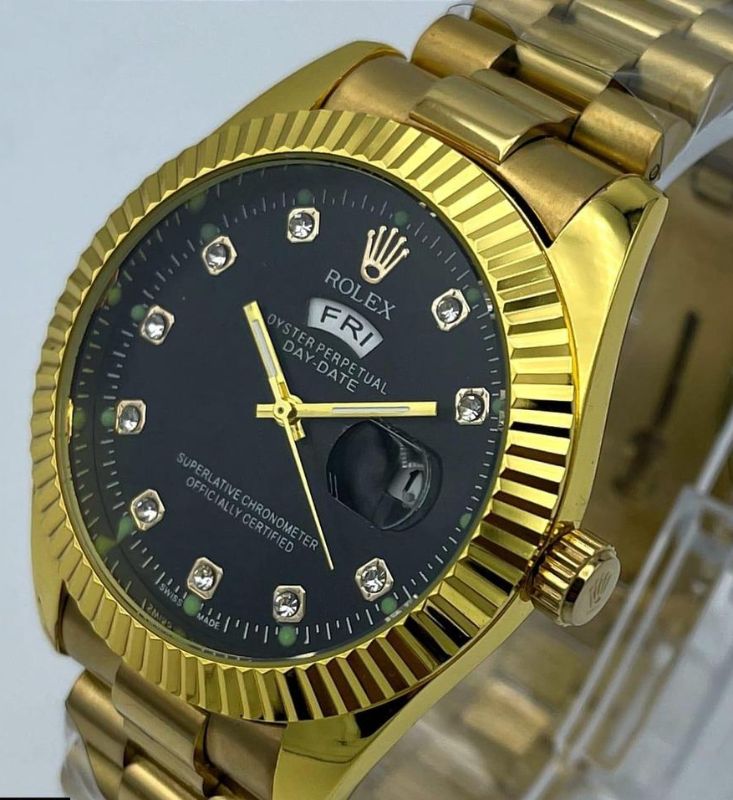 Men’s Luxury Casual Analog Watch – Rolex-Inspired Stainless Steel Quartz with Date Display